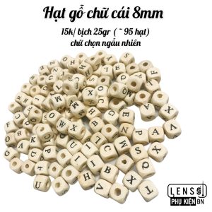 Hạt gỗ chữ cái 8mm - Bịch (25gr)