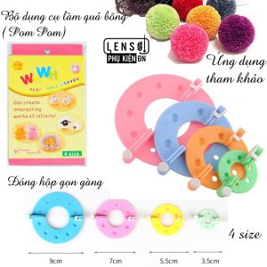 Bộ dụng cụ làm Pompom ( quả bông) 4 size tiện dụng