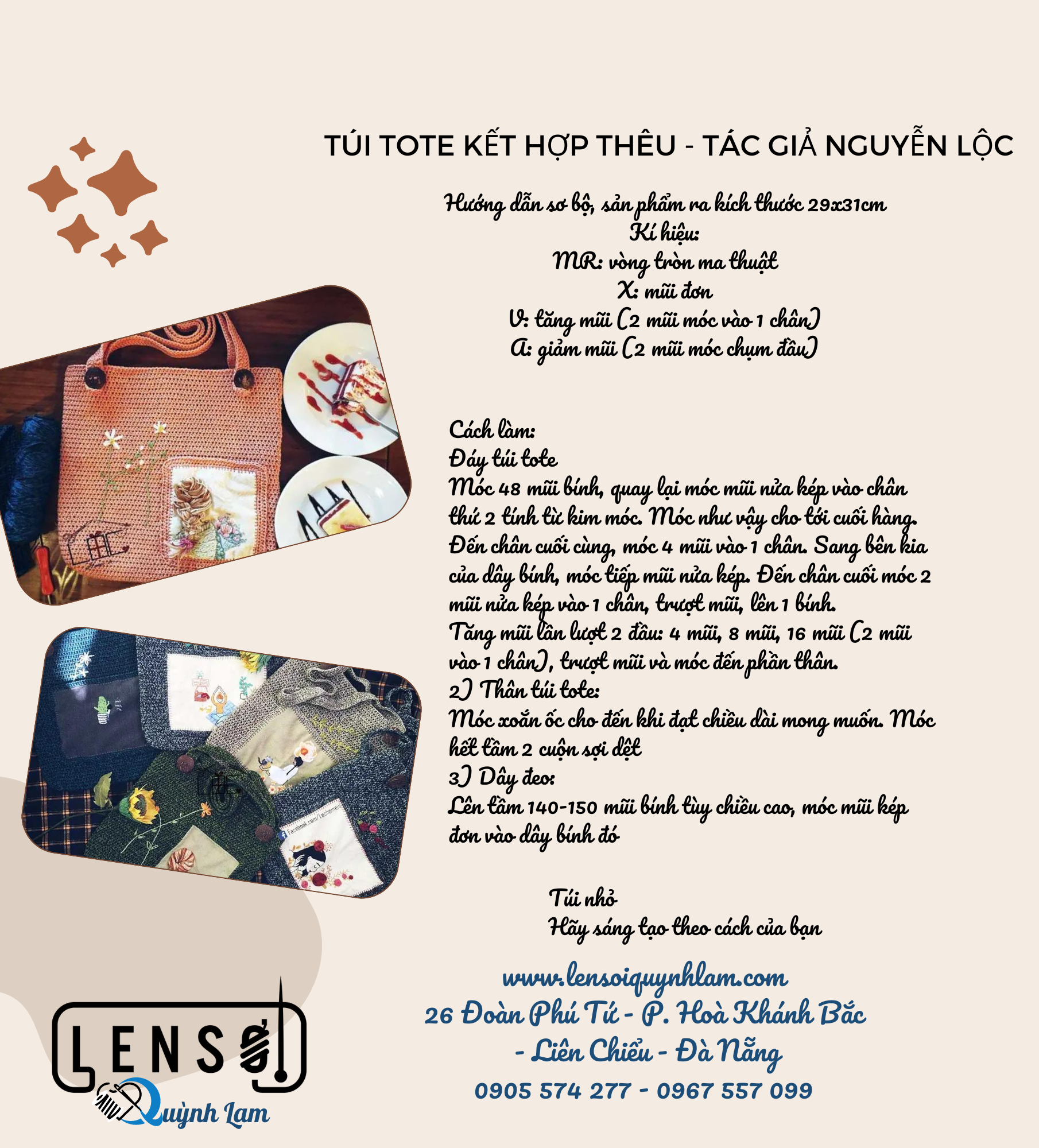 huong dan moc tui tote ket hop theu