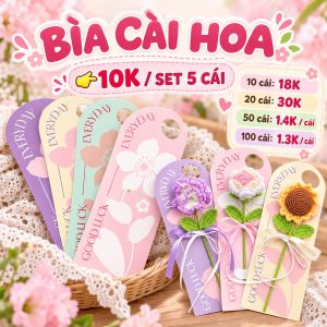 Bìa cài hoa sáp, hoa len, hoa kẽm, hoa lụa,.